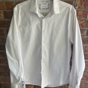 Denim & Flower White Dress Shirt Classic Business Style